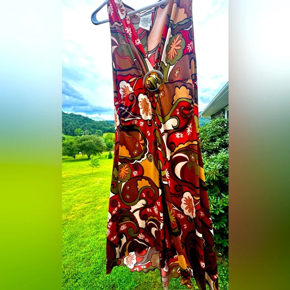 🍁 Woman’s Speechless Lg Reto Lightweight HiLo Dress Bohemian, Vintage, Retro - Picture 3 of 6